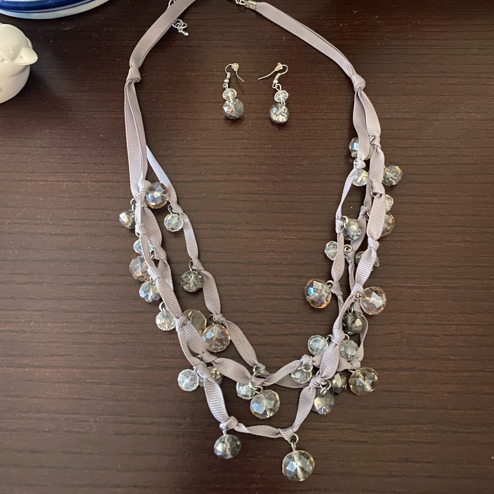 Ribbon Necklace and Earrings